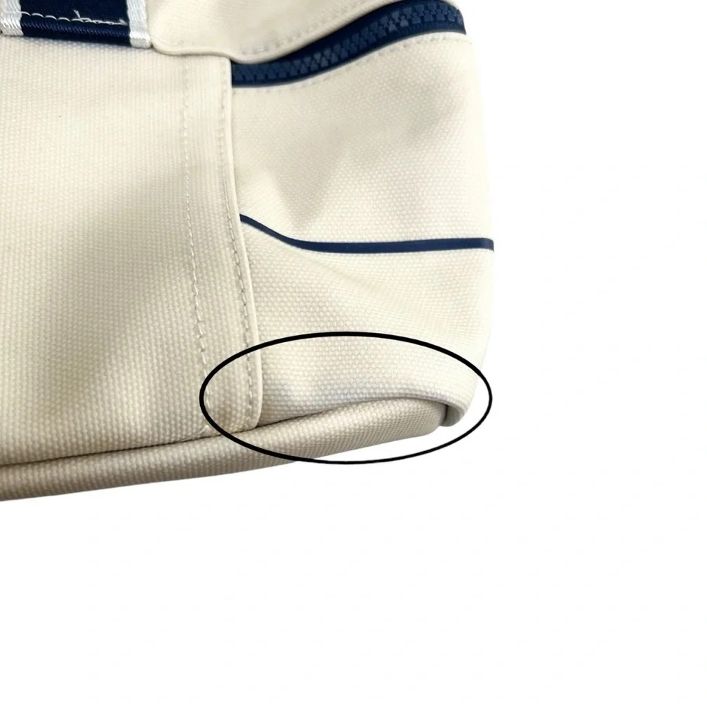 Vineyard Vines Cream Canvas Tote with Navy Trim - Picture 9 of 10